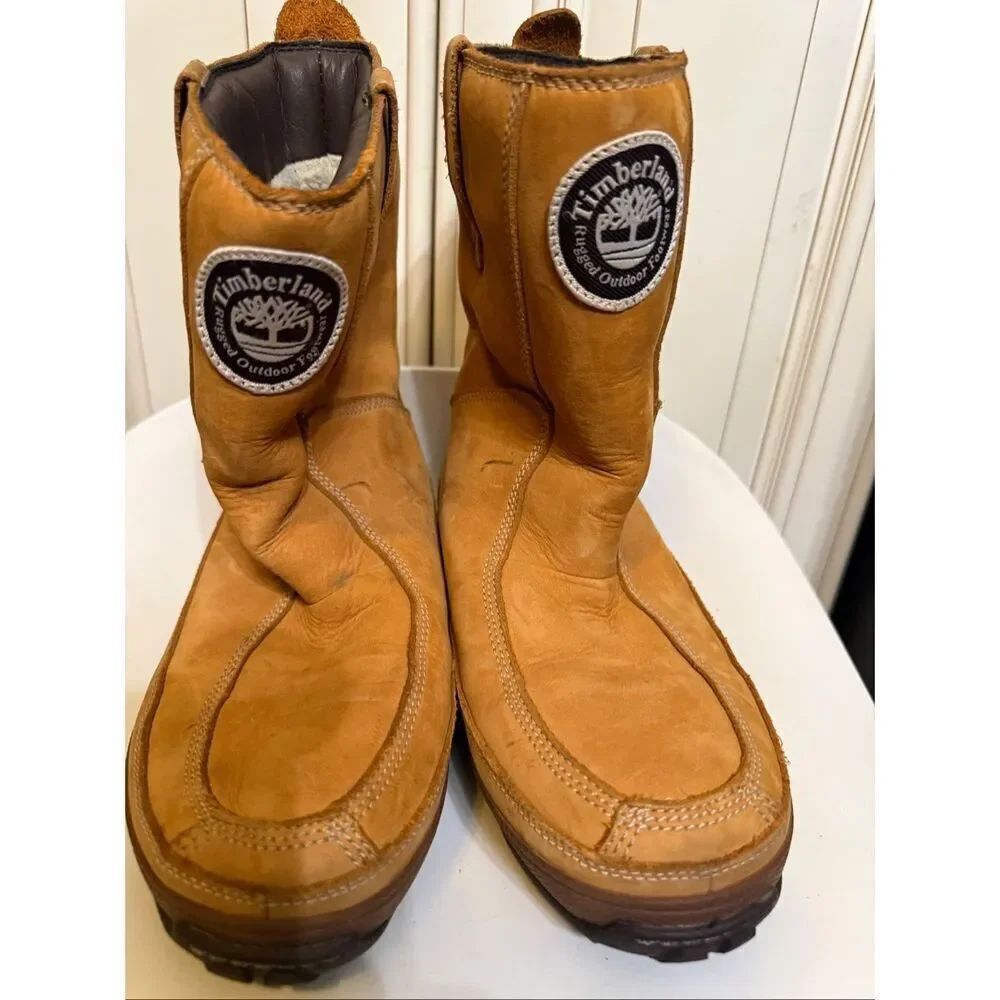 Timberland Women's Mukluk Thermolite Leather Pull On Waterproof Snow Boots Tan 8